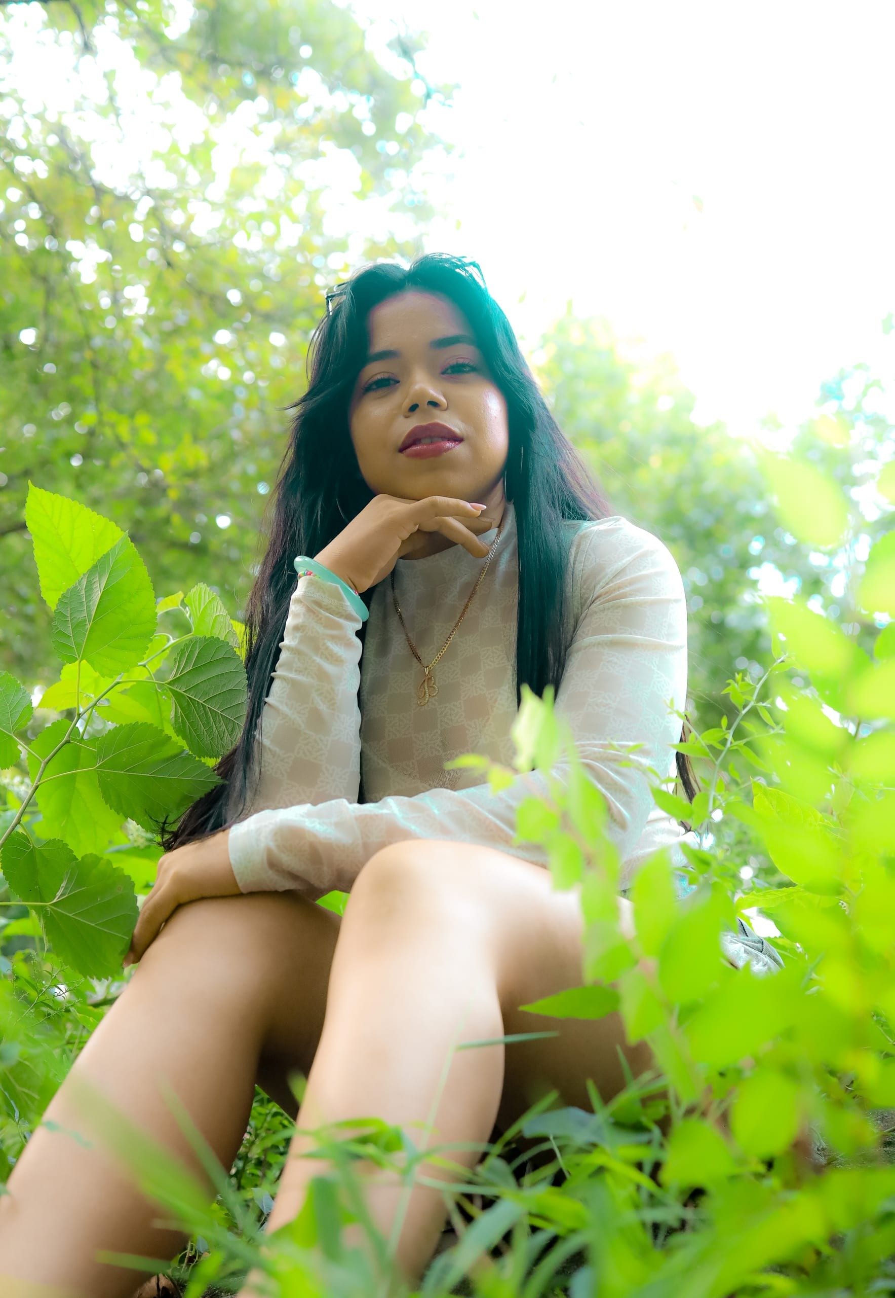 Seated in the leaves
